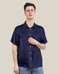 Men's Basic Silk Short T-Shirt Navy