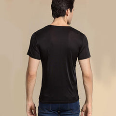 Men's Basic Style Silk Knitted T-Shirt Black