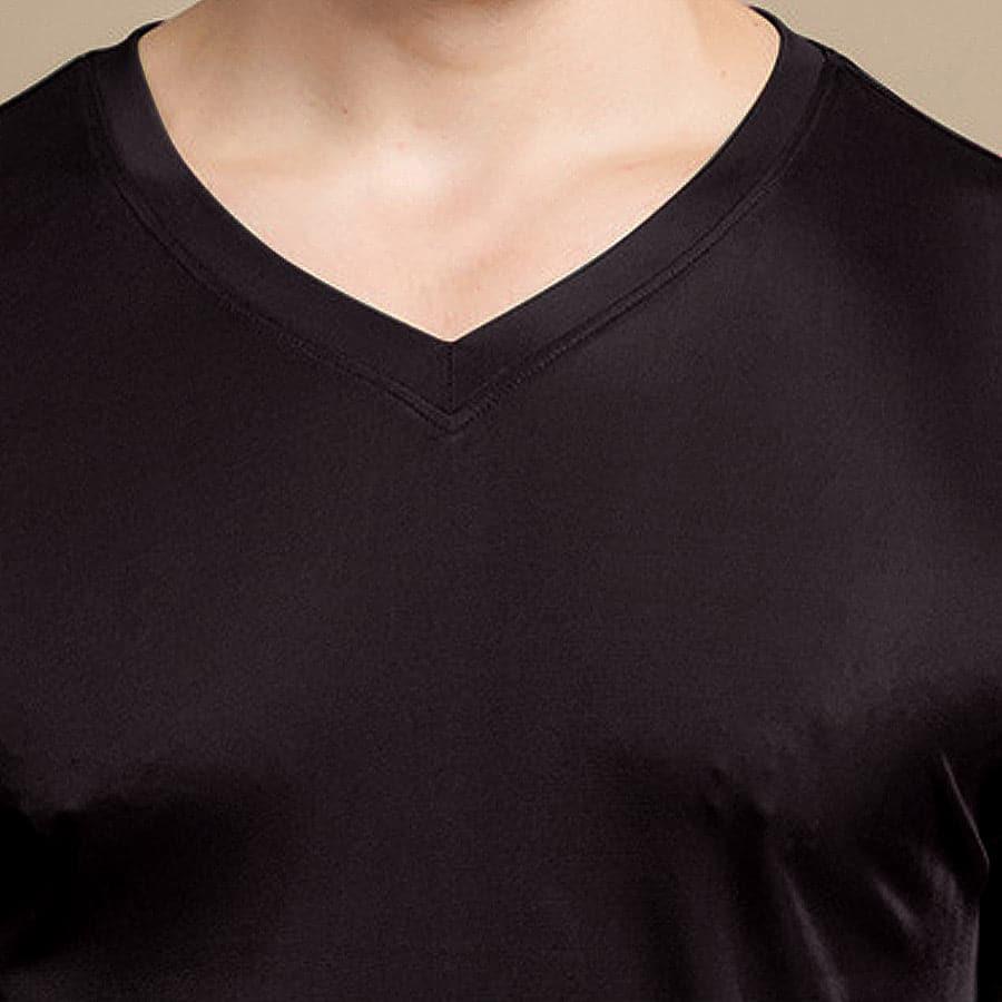Men's Basic Style Silk Knitted T-Shirt Black