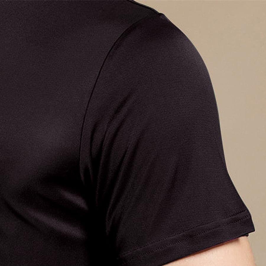 Men's Basic Style Silk Knitted T-Shirt Black