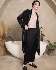 Men's Long Washable Silk Robe