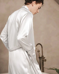 Men's Long Washable Silk Robe