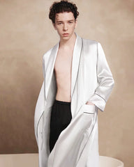 Men's Long Washable Silk Robe