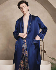 Men's Long Washable Silk Robe