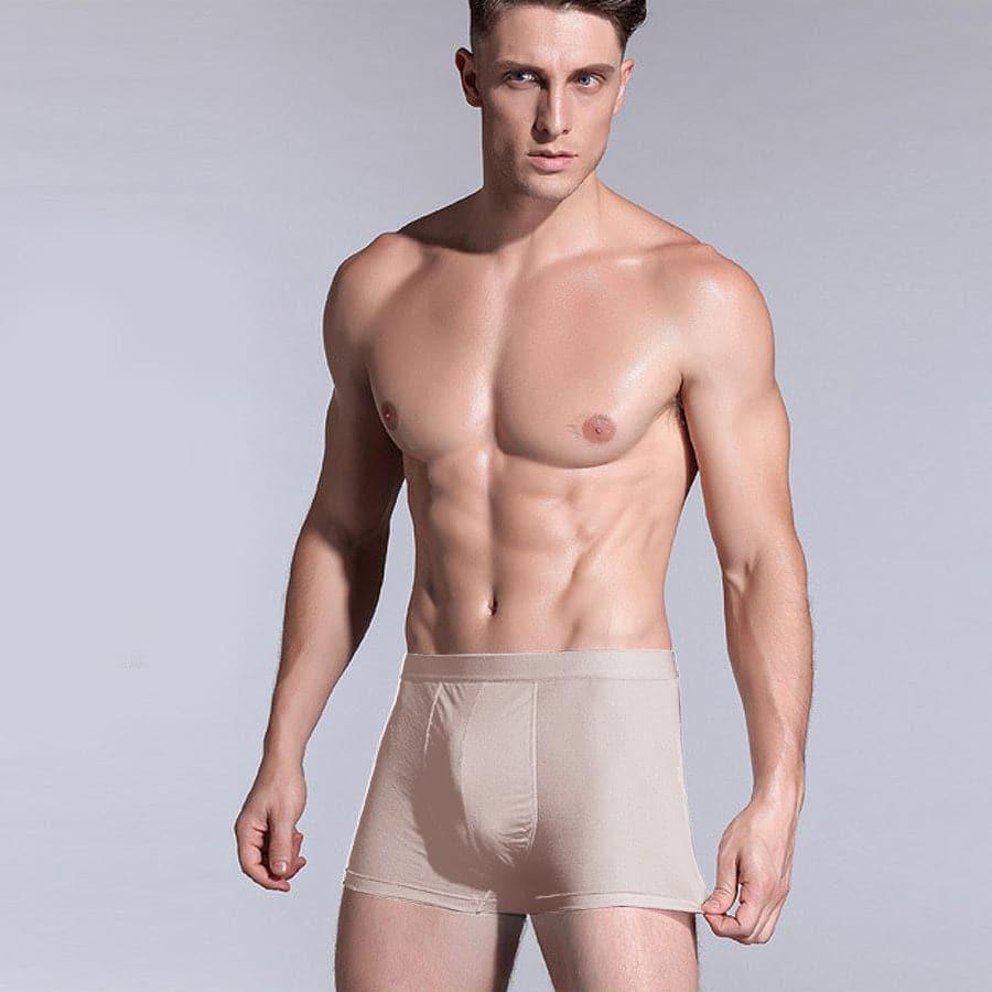 Men's Silk Boxer Briefs Underwear Beige