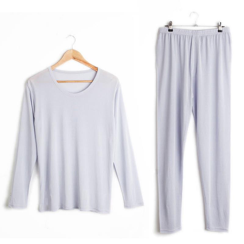 Men's 100% Silk Lightweight Thermal Underwear Set Grey