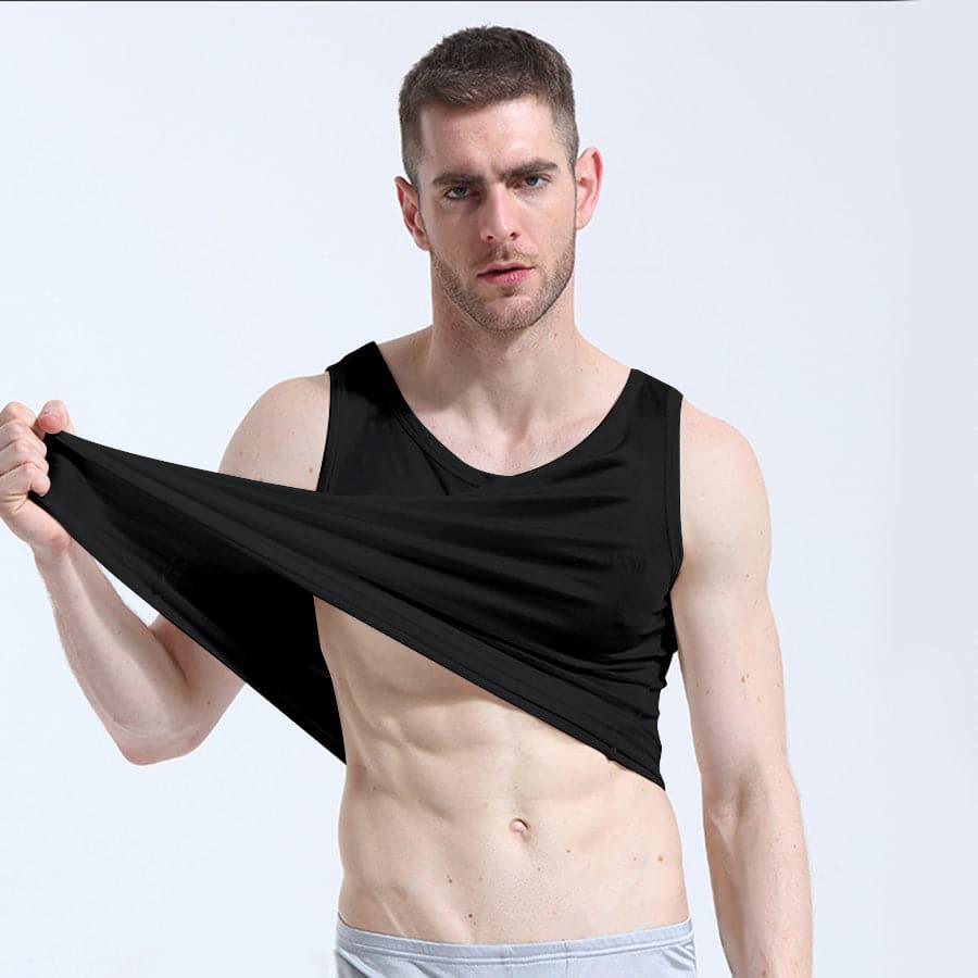 Men's Sleeveless Silk Knitted Tank Top Black