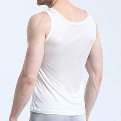 Men's Sleeveless Silk Knitted Tank Top White