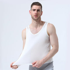 Men's Sleeveless Silk Knitted Tank Top White