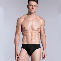 Men's Triangle Silk Boxer Briefs Underwear Black