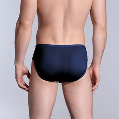 Men's Triangle Silk Boxer Briefs Underwear Navy