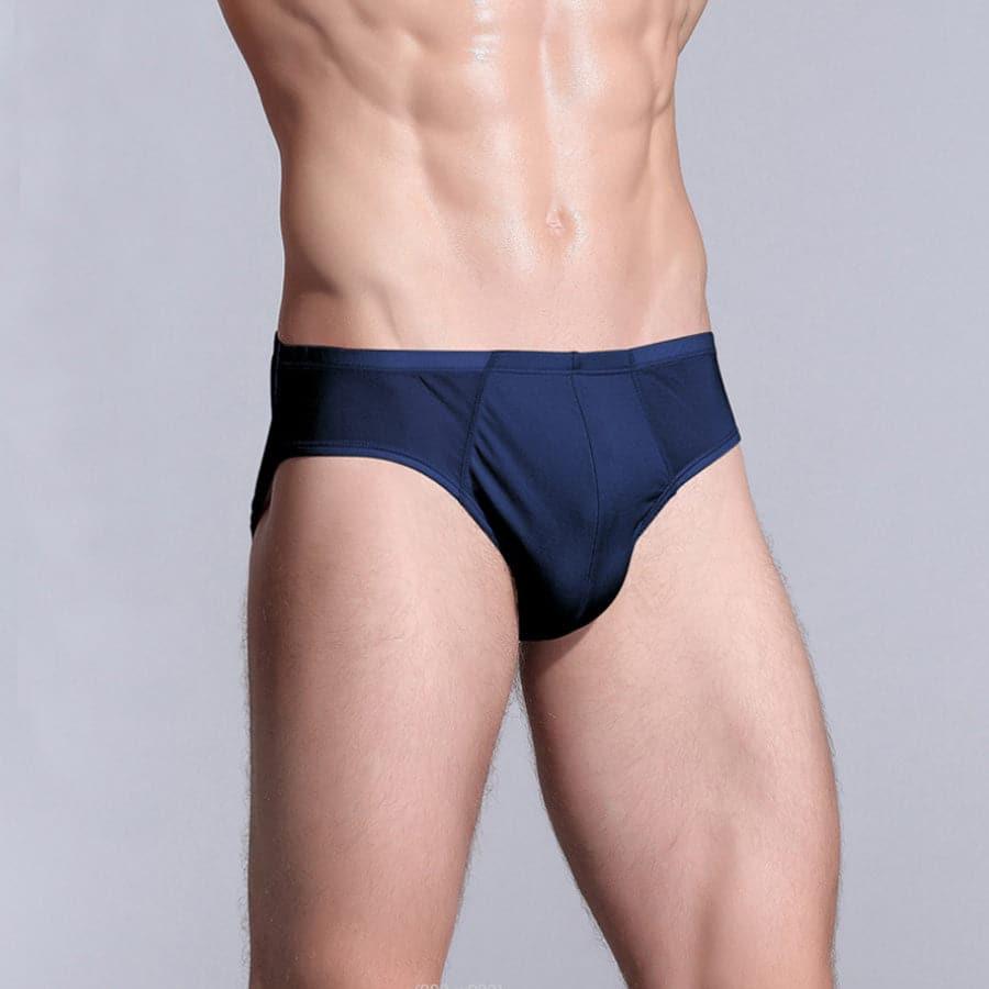 Men's Triangle Silk Boxer Briefs Underwear Navy