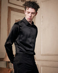 Men's Washable Long Sleeve Silk Shirt