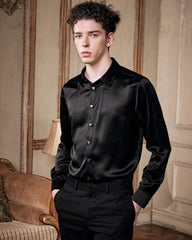 Men's Washable Long Sleeve Silk Shirt