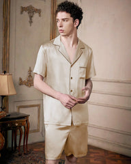 Men's Washable Silk Pajamas Short Set