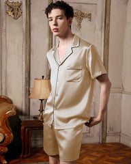 Men's Washable Silk Pajamas Short Set