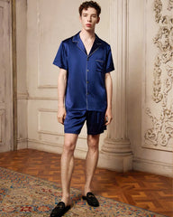 Men's Washable Silk Pajamas Short Set