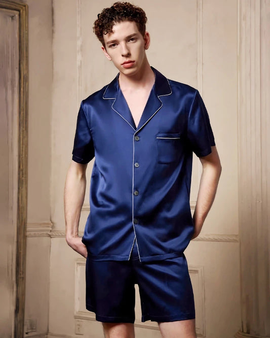 Men's Washable Silk Pajamas Short Set