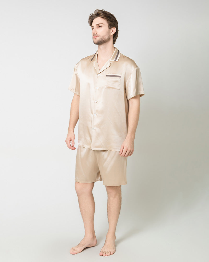 Men's Classic Silk Short Pajamas Set Champagne