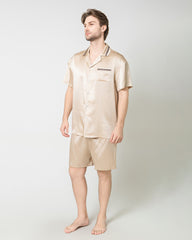 Men's Classic Silk Short Pajamas Set Champagne