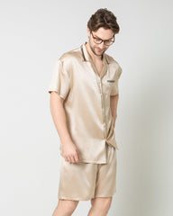 Men's Classic Silk Short Pajamas Set Champagne
