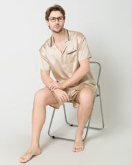 Men's Classic Silk Short Pajamas Set Champagne