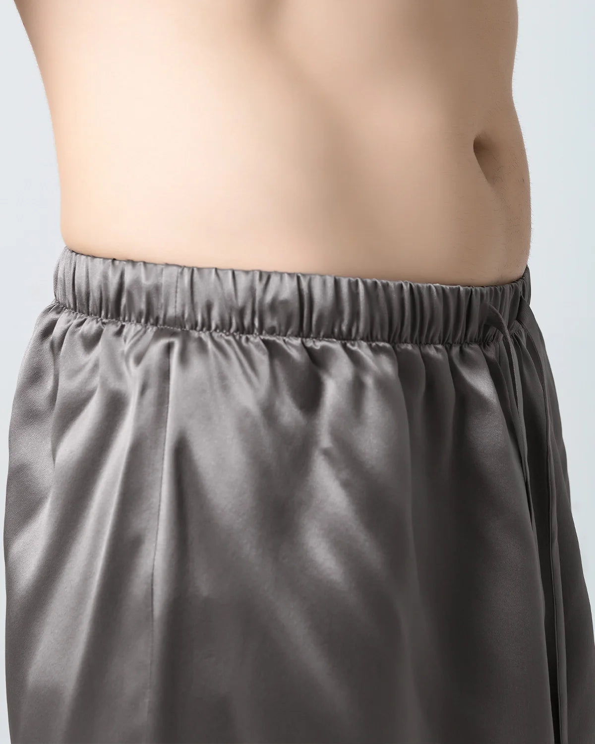 Men's Classic Silk Short Pajamas Set Dark Grey