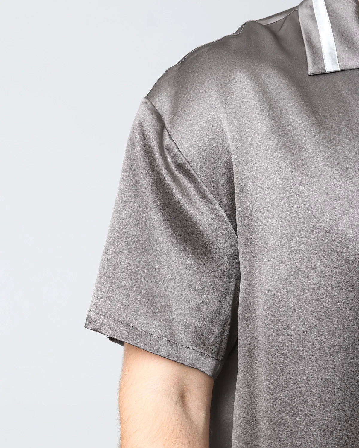 Men's Classic Silk Short Pajamas Set Dark Grey