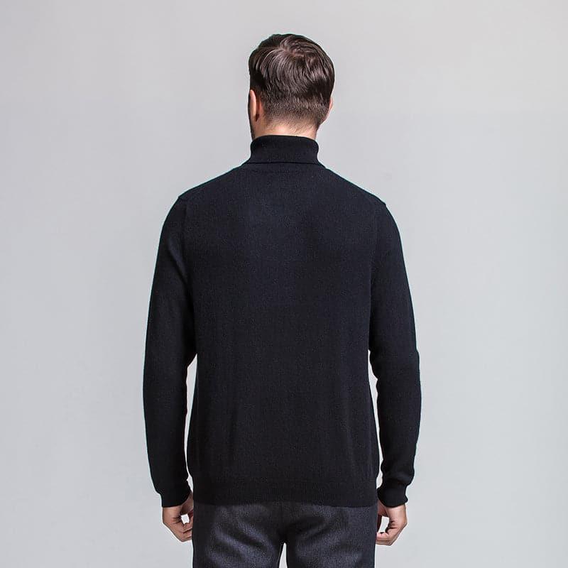 Men's High-Neck Cashmere Turtleneck Sweater Black