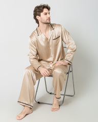 Men's Luxury Silk Loosen Pajamas Champagne