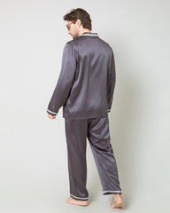 Men's Luxury Silk Loosen Pajamas Charcoal Grey