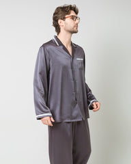 Men's Luxury Silk Loosen Pajamas Charcoal Grey