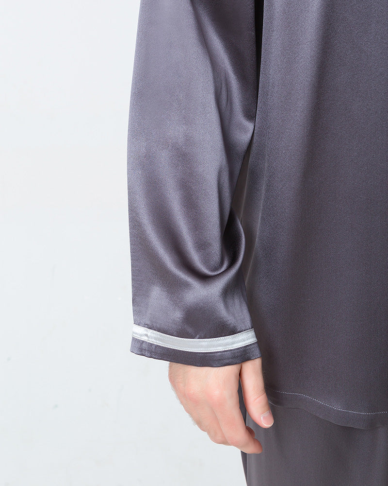 Men's Luxury Silk Loosen Pajamas Charcoal Grey
