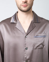 Men's Luxury Silk Loosen Pajamas Dark Grey