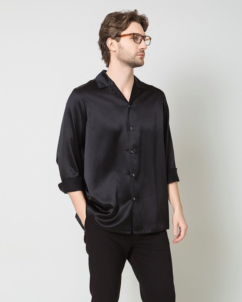 Men's Pure Silk Classic Business Shirt Black
