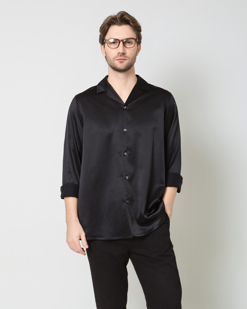 Men's Pure Silk Classic Business Shirt Black