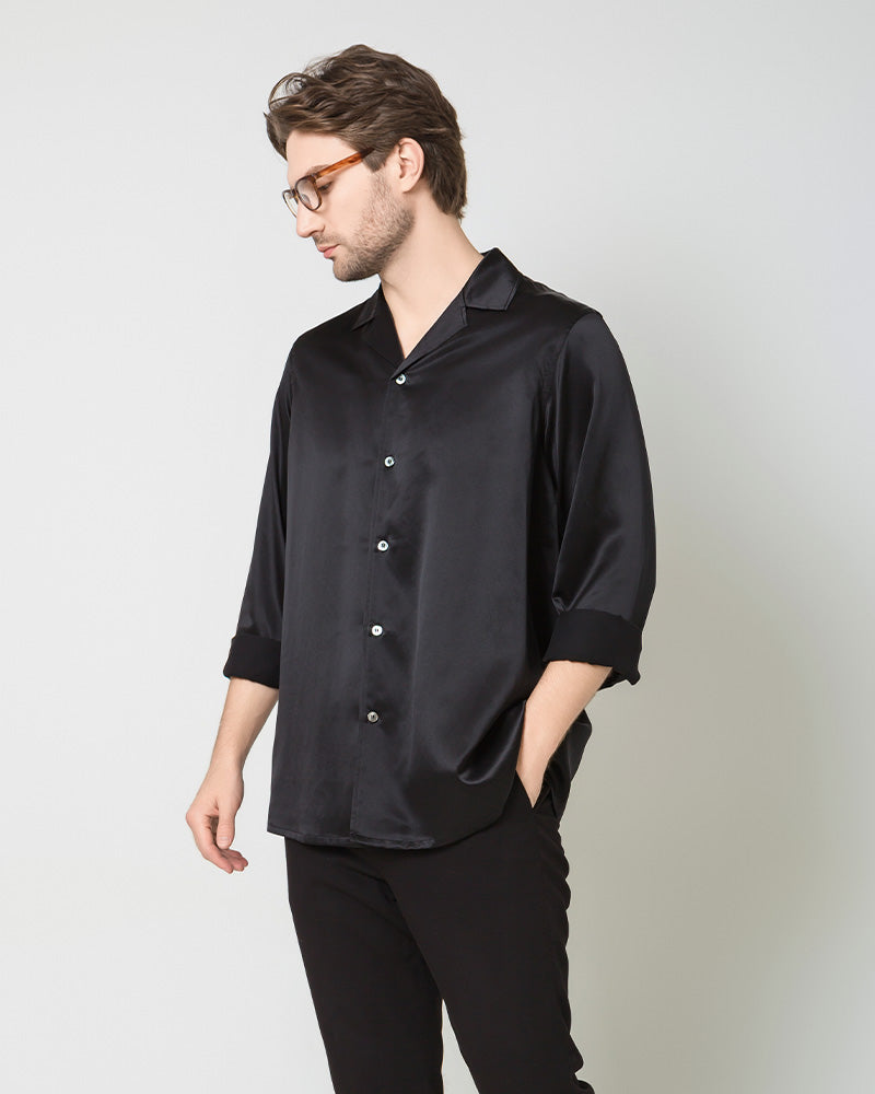 Men's Pure Silk Classic Business Shirt Black