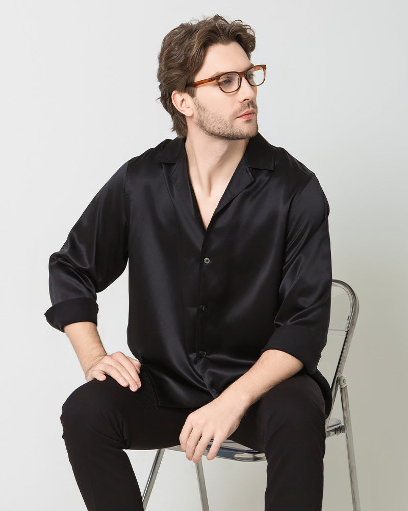 Men's Pure Silk Classic Business Shirt Black