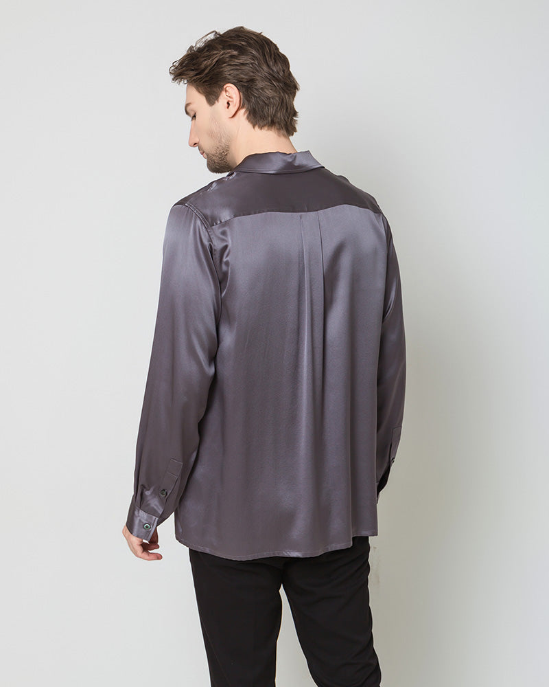 Men's Pure Silk Classic Business Shirt Grey