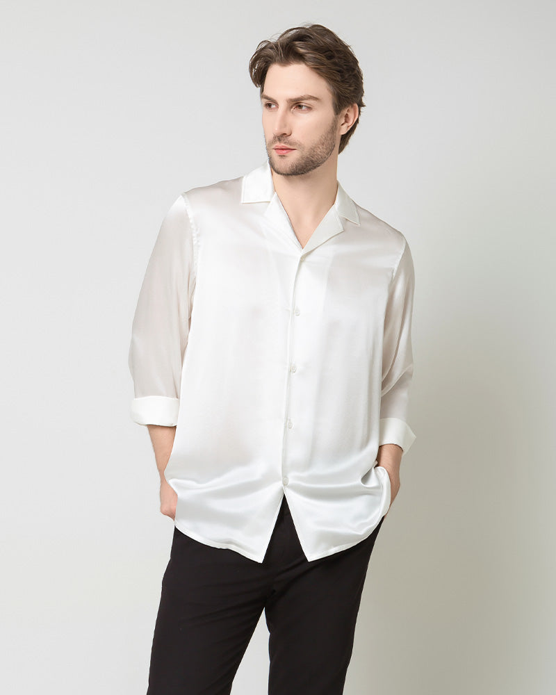 Men's Pure Silk Classic Business Shirt White