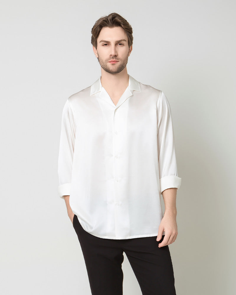 Men's Pure Silk Classic Business Shirt White