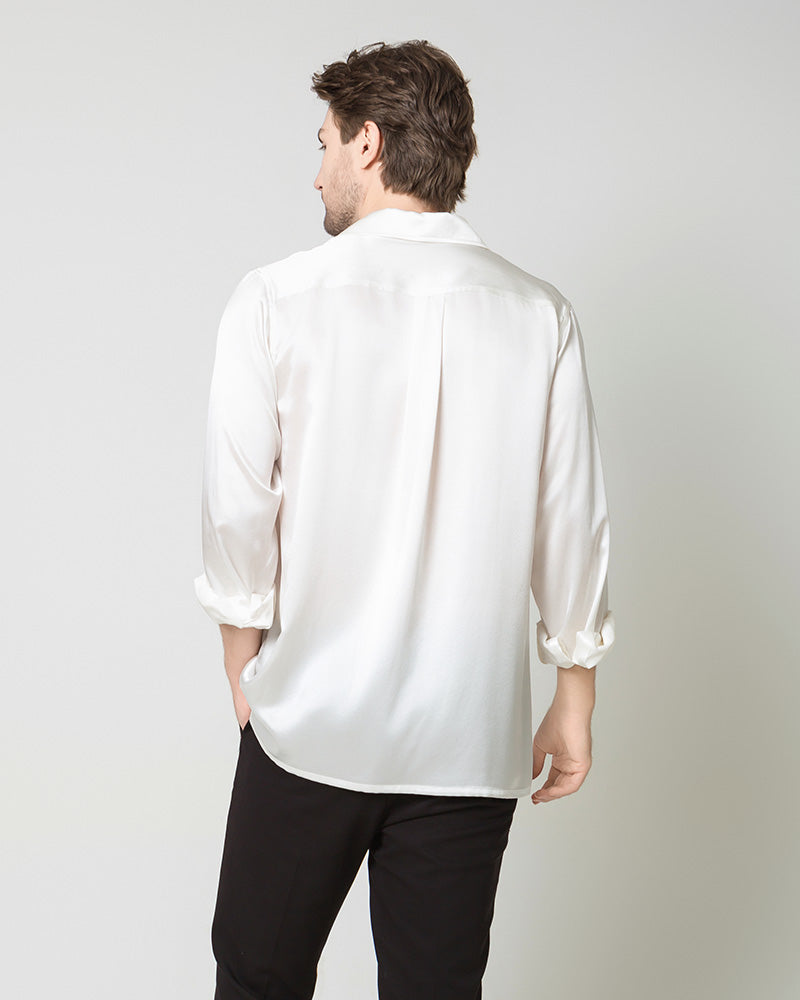 Men's Pure Silk Classic Business Shirt White