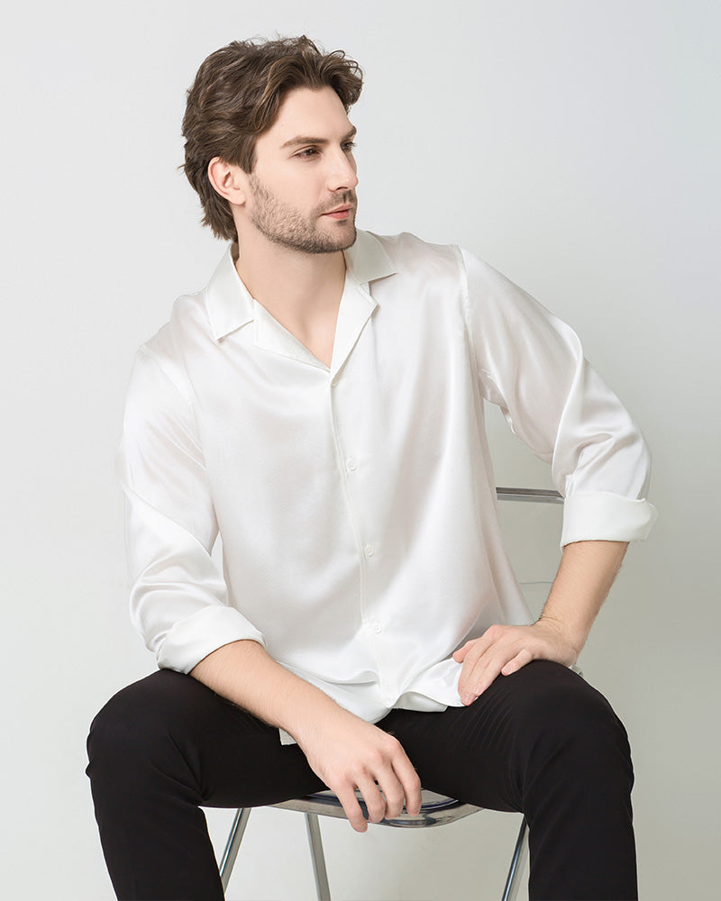 Men's Pure Silk Classic Business Shirt White