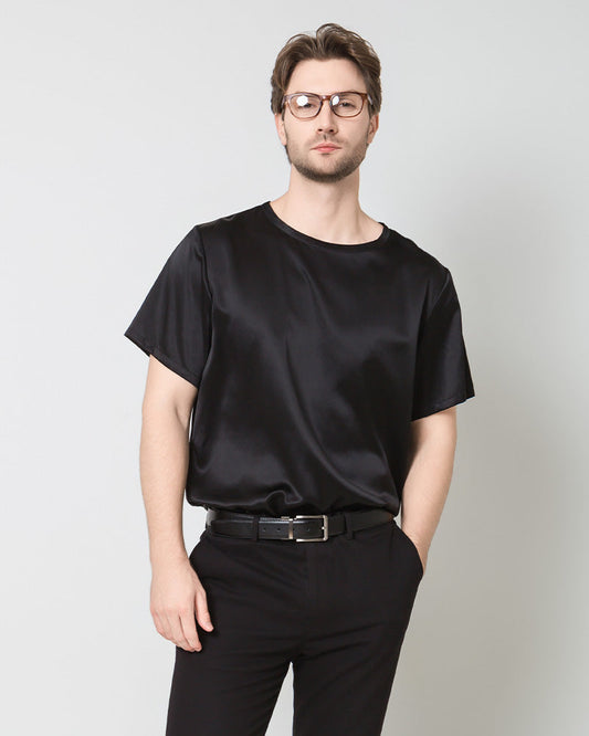 Men's Silk Casual Regular Soft T-Shirt Black