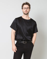 Men's Silk Casual Regular Soft T-Shirt Black