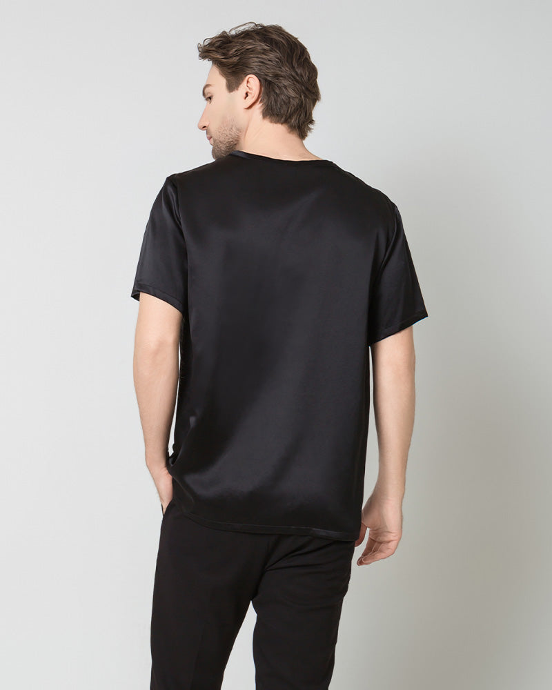 Men's Silk Casual Regular Soft T-Shirt Black