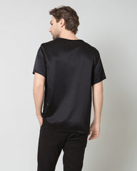 Men's Silk Casual Regular Soft T-Shirt Black