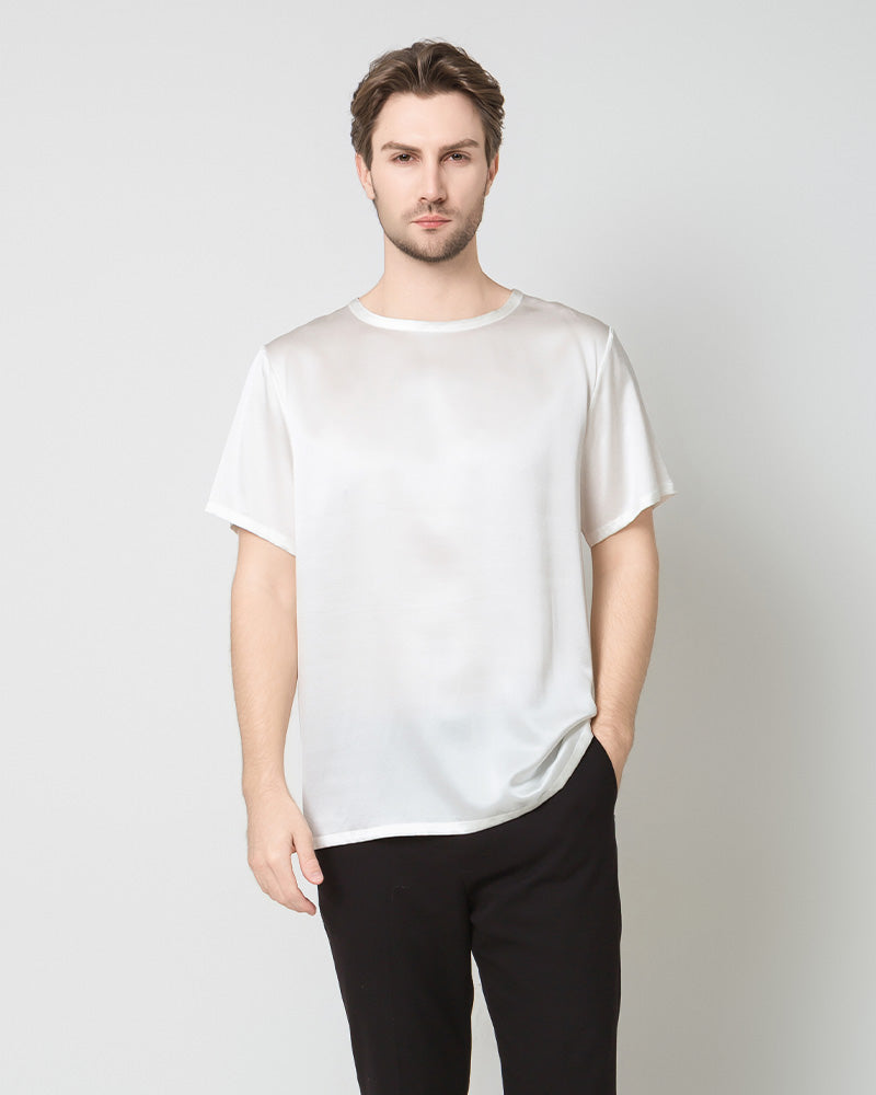 Men's Silk Casual Regular Soft T-Shirt White