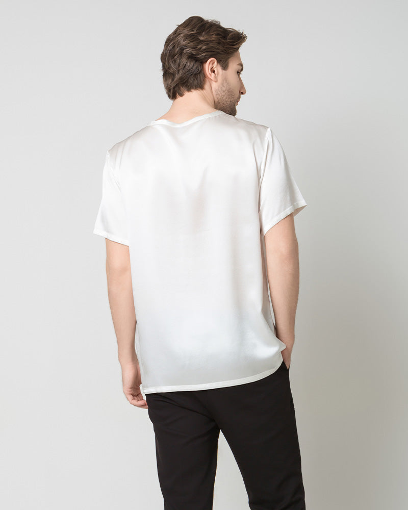 Men's Silk Casual Regular Soft T-Shirt White