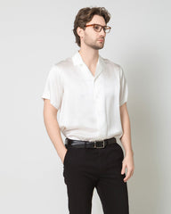 Men's Silk Classic Short Sleeve Business Shirt White